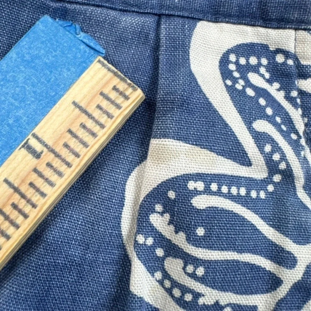 Vtg Polo Ralph Lauren Shorts Mens 33 Blue Tropical Hawiian Pleated Linen‎ USA